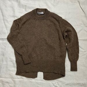 Casual Brown Asymmetrical Knit Sweater